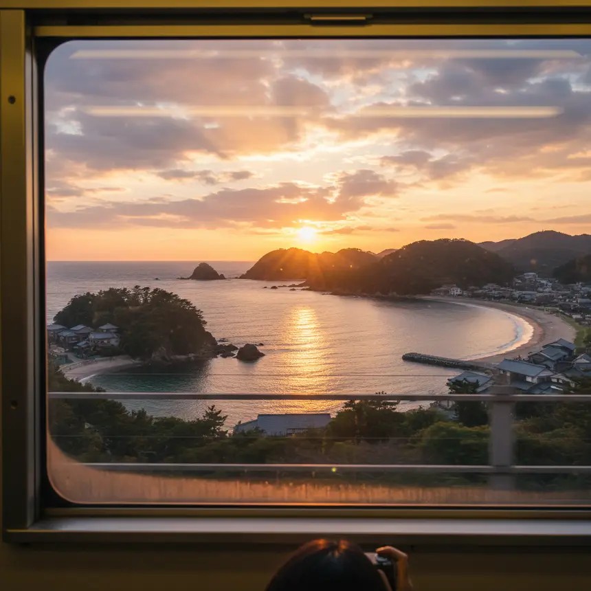 Train window scenery