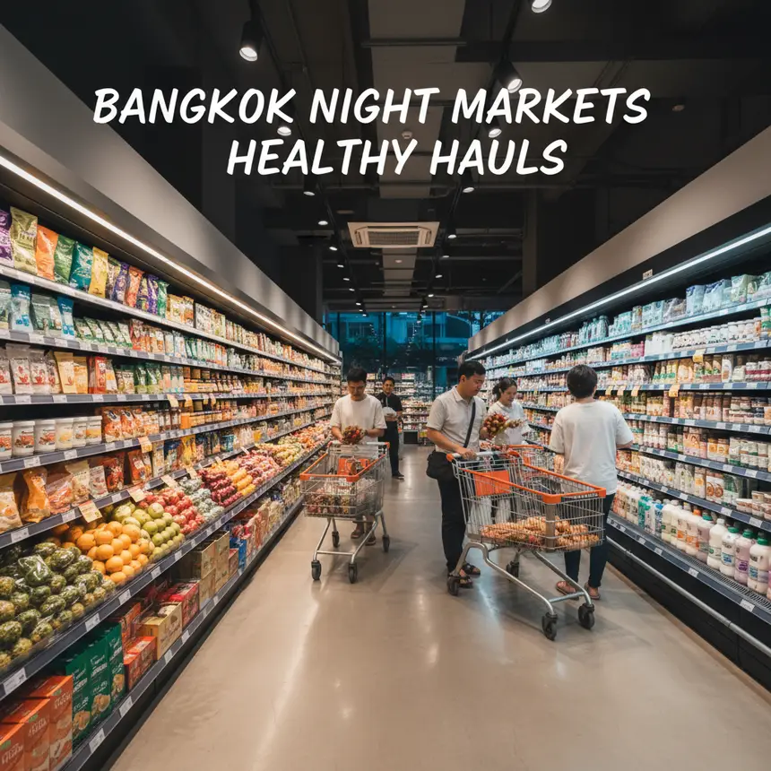 Bangkok supermarket, local Thai products, late-night shopping