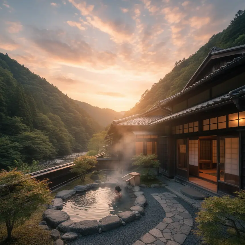 Kyoto ryokan, onsen town, traditional accommodation