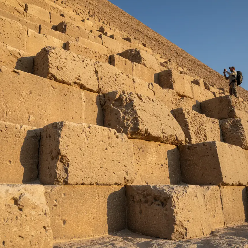 Pyramid stone blocks up close