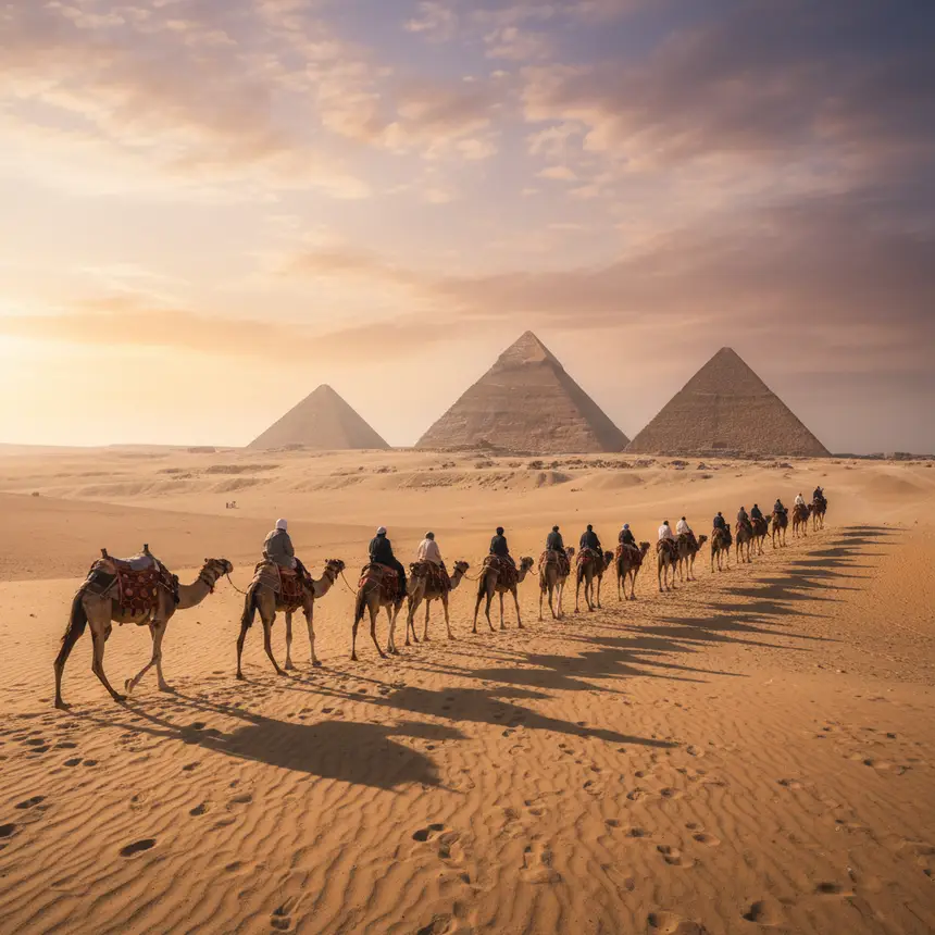 Camels in Giza desert