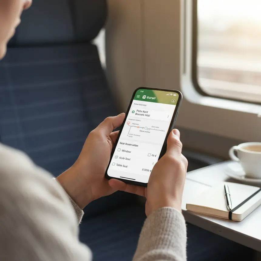 Mobile train booking screen