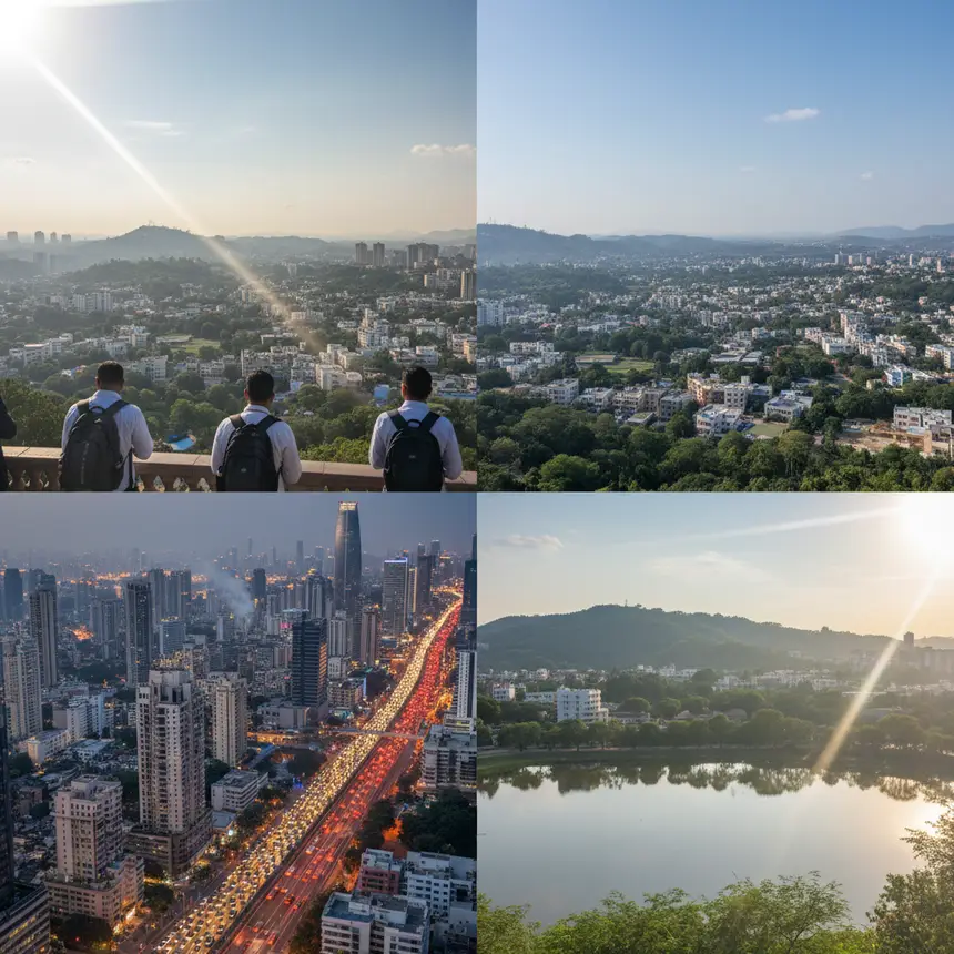 Contrasting cityscapes of Mumbai and Pune