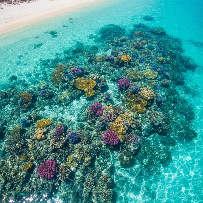 Coral reef aerial view
