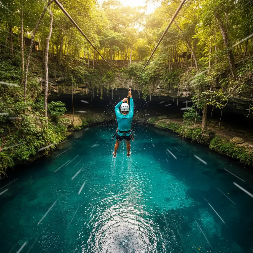 Cenote zipline activity