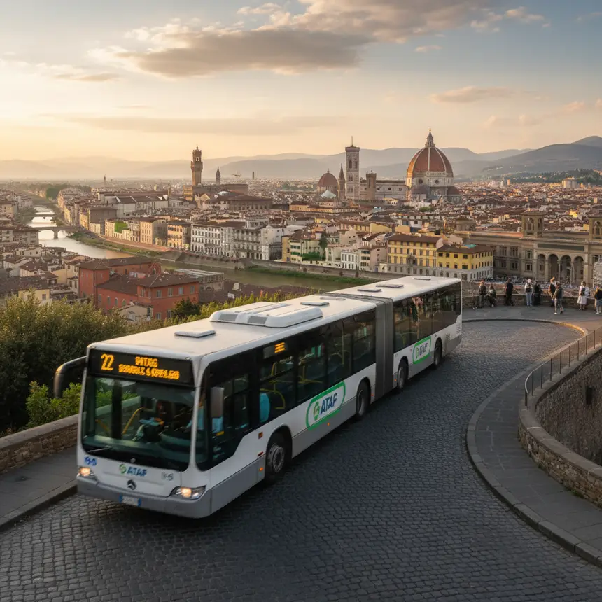 Florence bus, uphill road, Piazzale Michelangelo transport