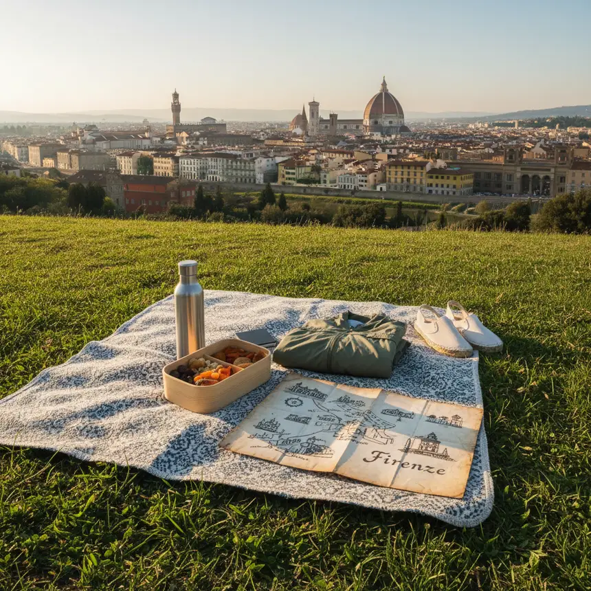 Travel essentials, picnic, sunset viewing