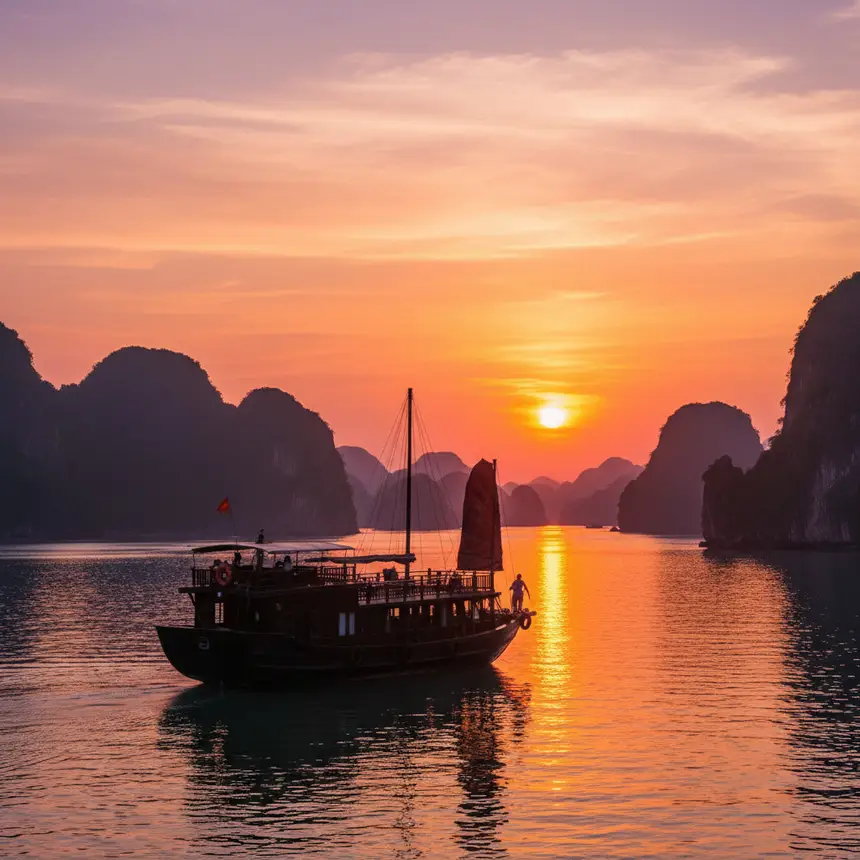 Ha Long Bay sunset scenery