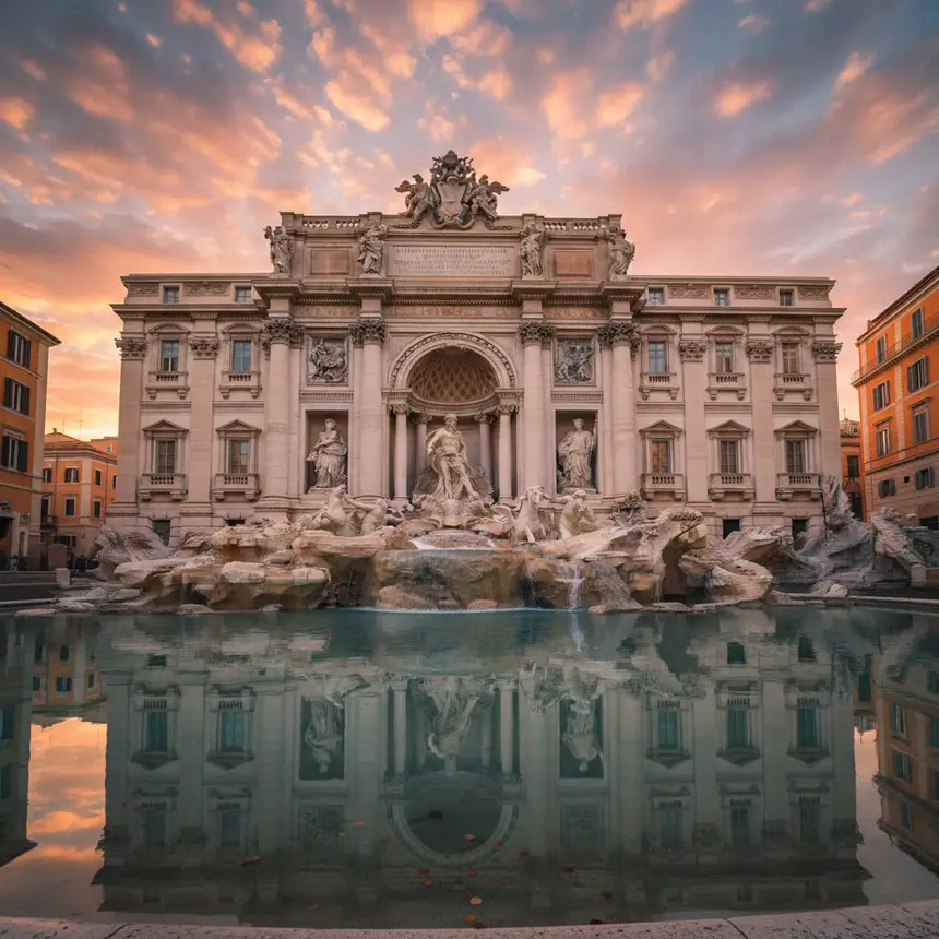 Trevi Fountain at sunrise