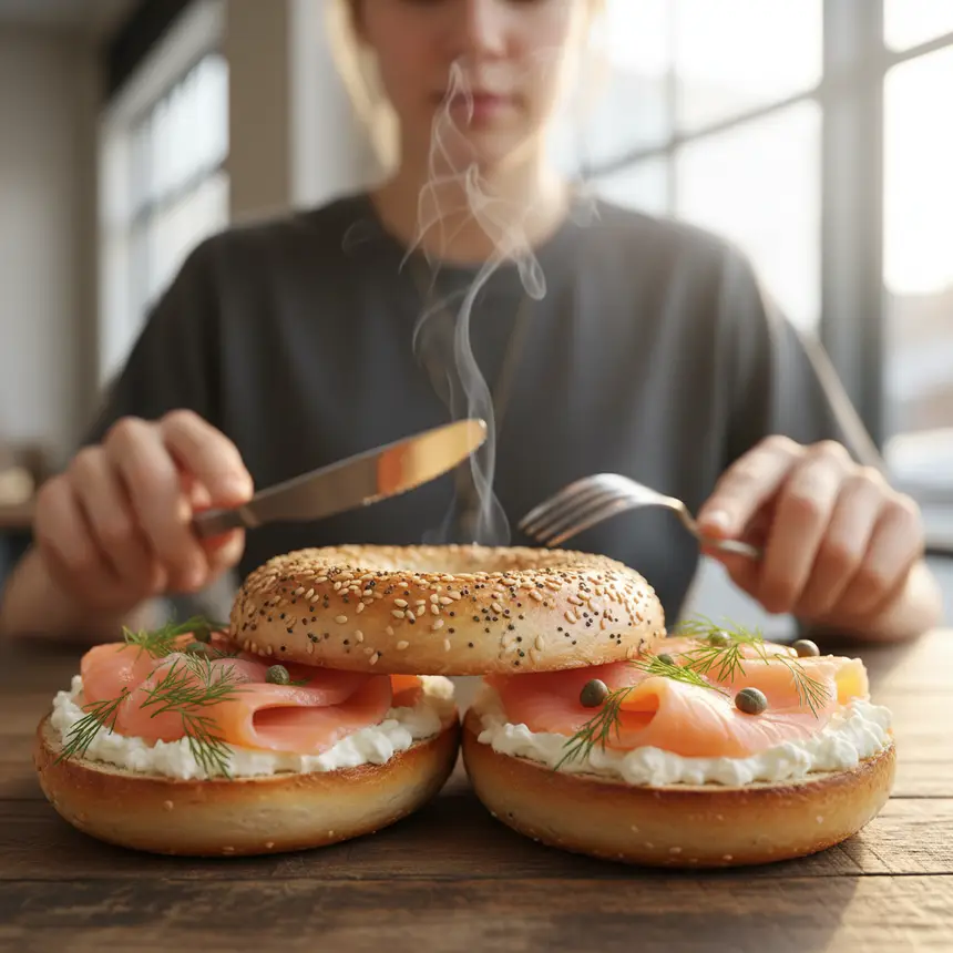 New York bagel breakfast