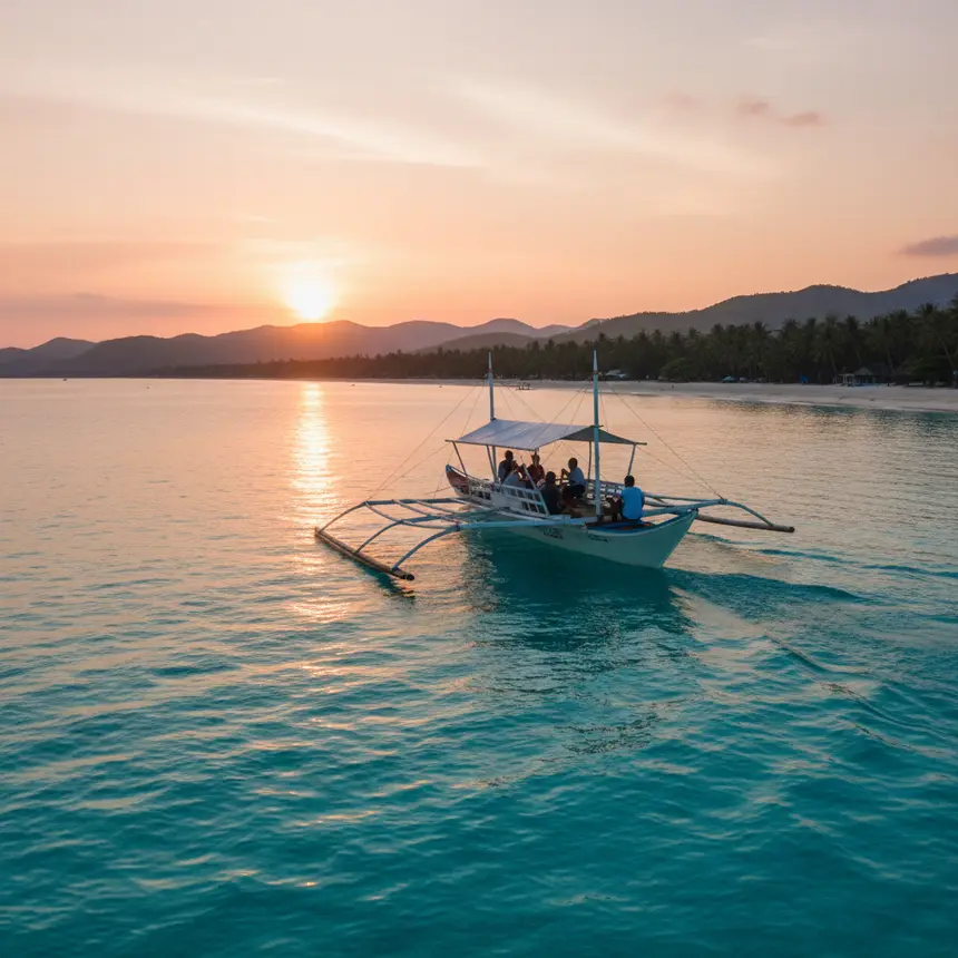 Boracay sunset sailing boat