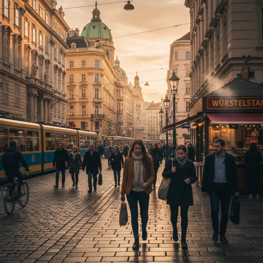 Vienna walking tour, historic city street