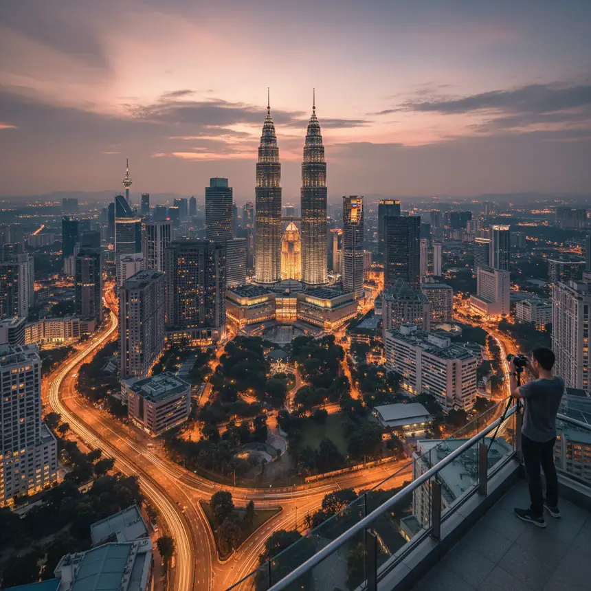 Kuala Lumpur city skyline at dusk