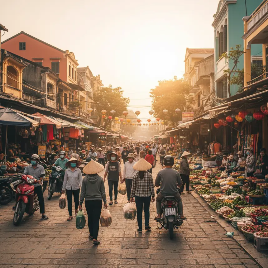 Da Nang Han Market bustling street