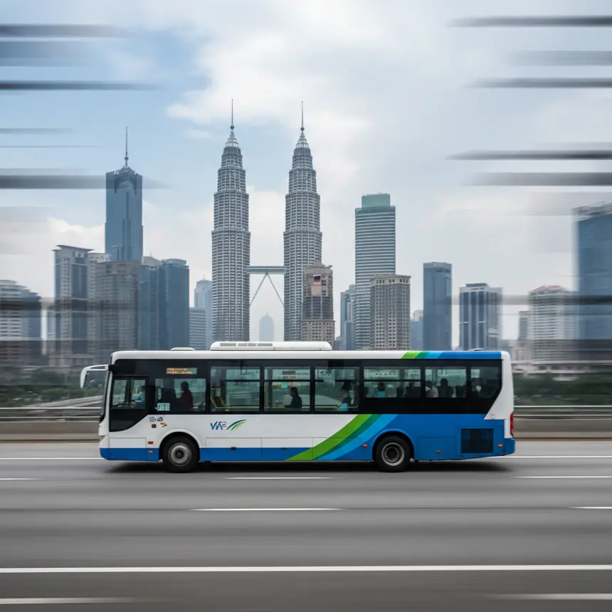 Modern airport bus in Kuala Lumpur