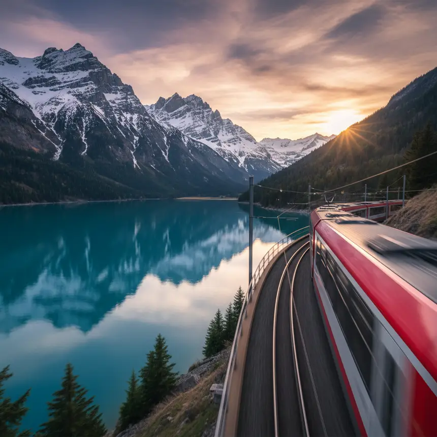 Swiss train journey scenery