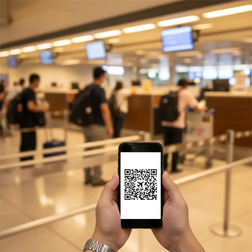 eTravel QR code airport