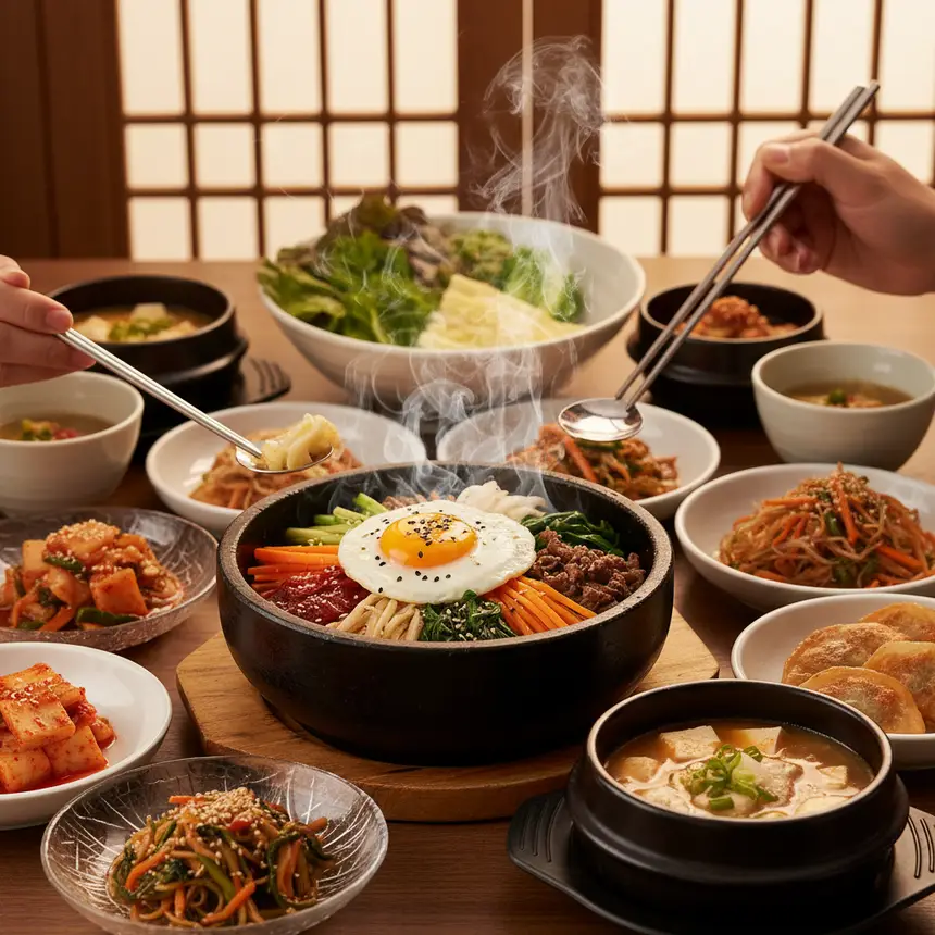 Korean food spread