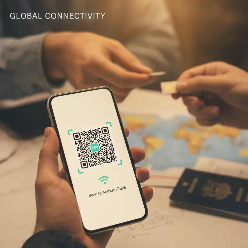 eSIM QR code with physical SIM comparison