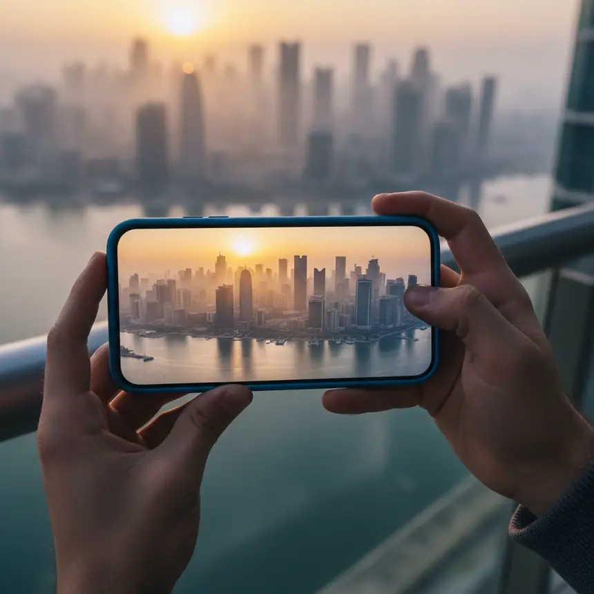 Doha skyline sunset smartphone photo