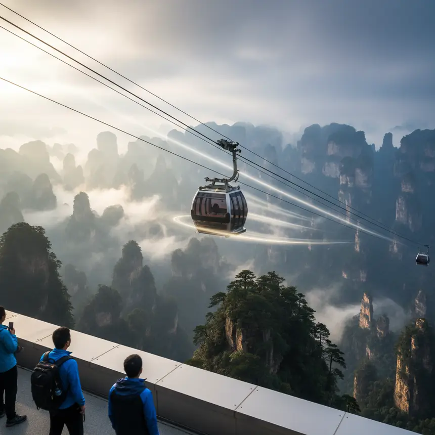 Tianmen Mountain cable car view
