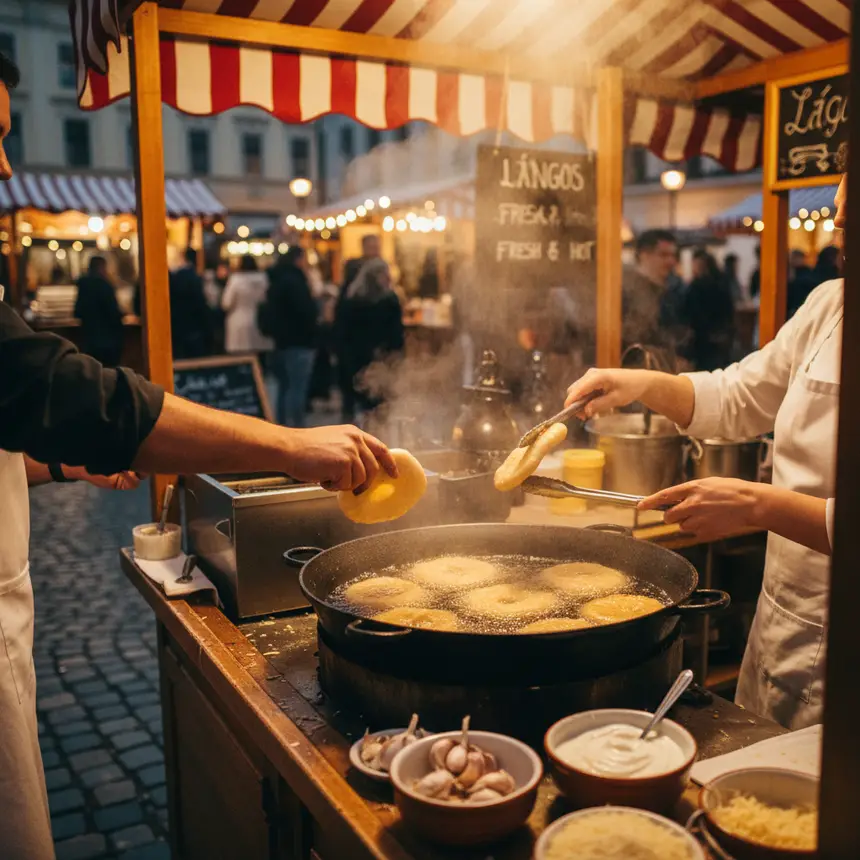 Hungarian Lángos street food
