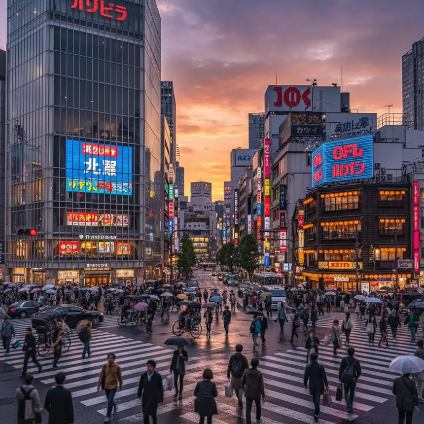 Tokyo city view, Japan attractions, golden hour