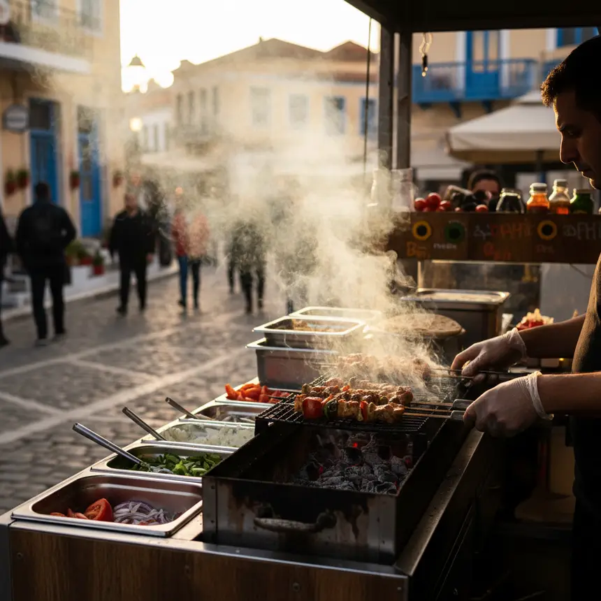 Athens street food souvlaki