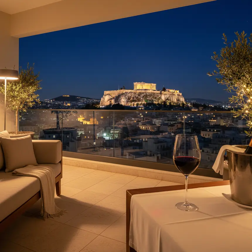 Acropolis view hotel night