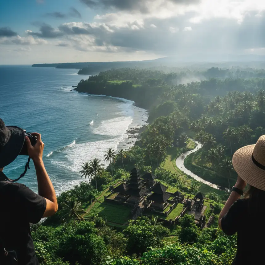 Bali sea and Ubud landscape combined