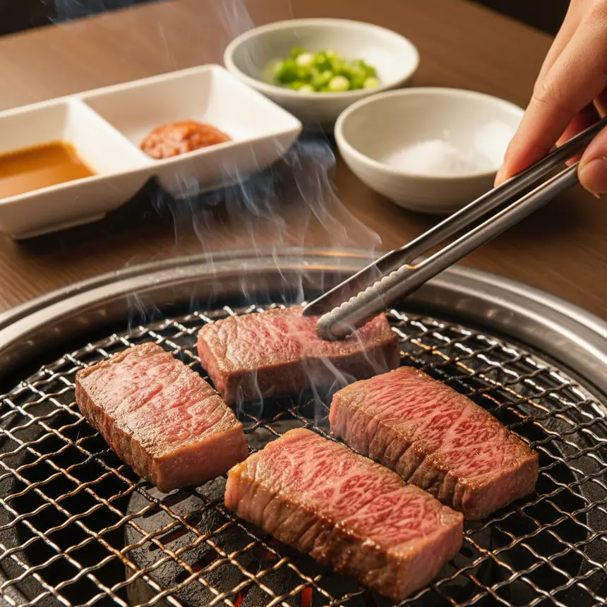 Wagyu Yakiniku grilling